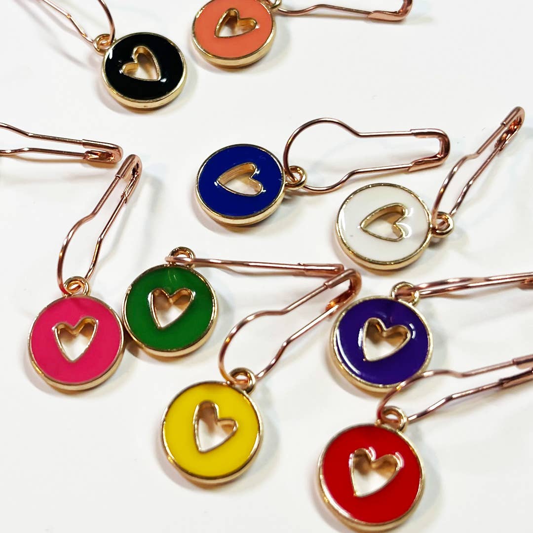 Open Hearts Stitch Markers, Set of 10