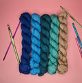 Aquamarine Fingering Weight Yarn – Semi-Solid Dyed (5 Mini-Skeins)