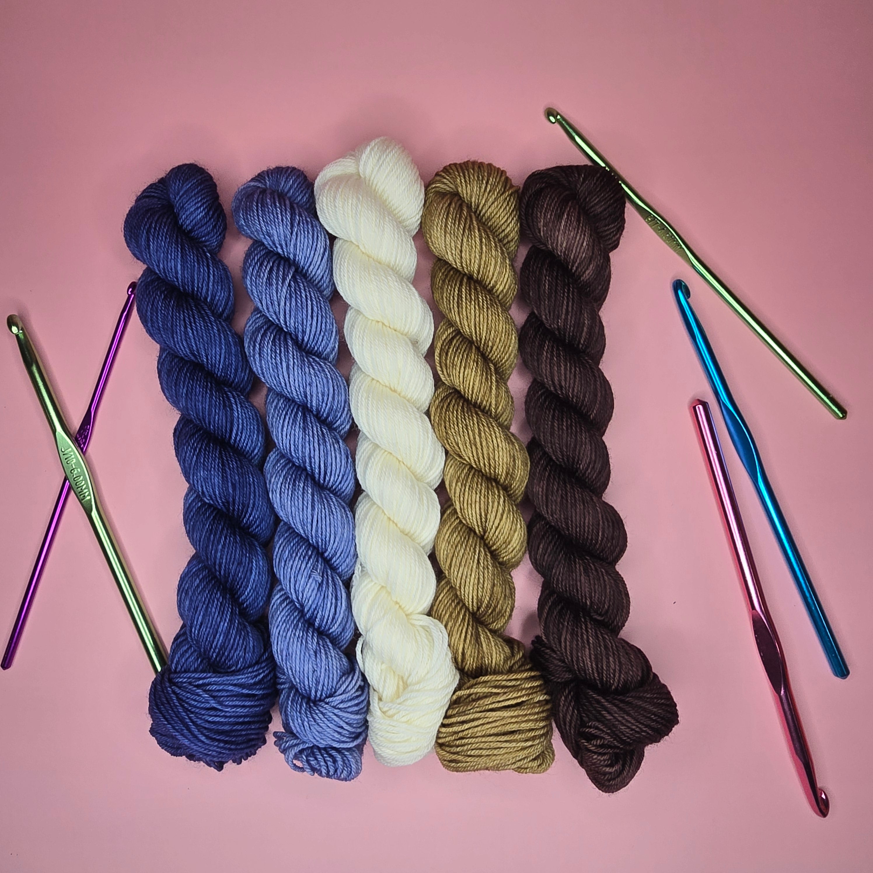 Sandpiper Fingering Weight Yarn – Semi-Solid Dyed (5 Mini-Skeins)