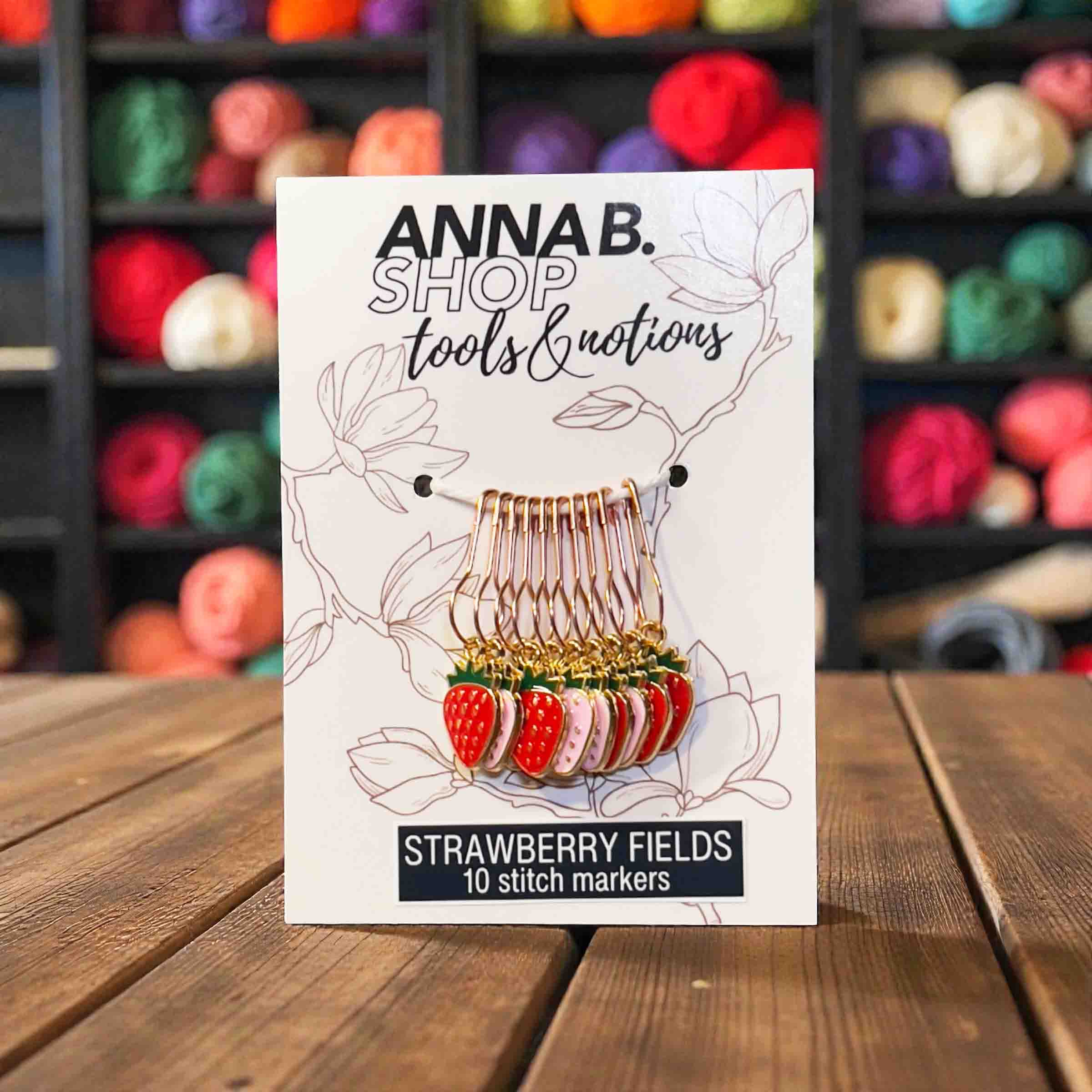 Strawberry Fields Stitch Markers, Set of 10