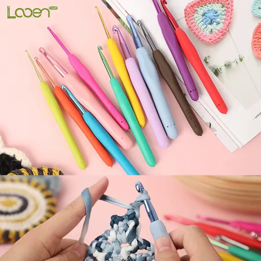 12-Size Ergonomic Crochet Hook Set with Soft Handles
