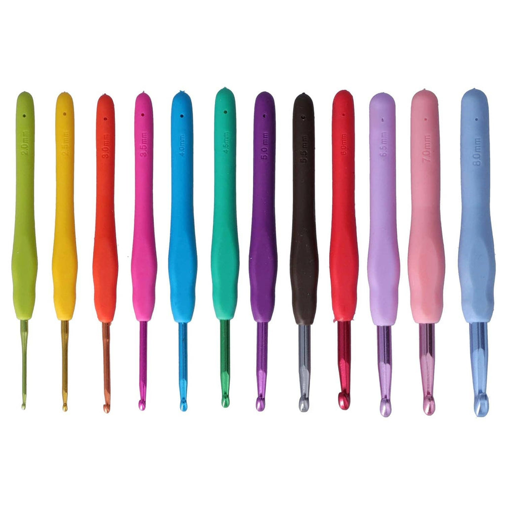 12-Size Ergonomic Crochet Hook Set with Soft Handles