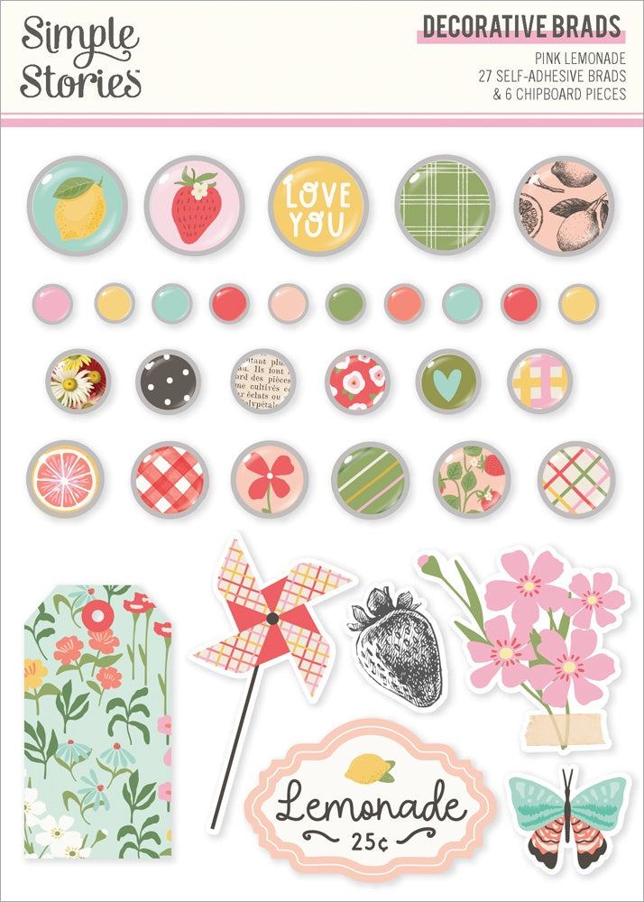 Pink Lemonade - Decorative Brads