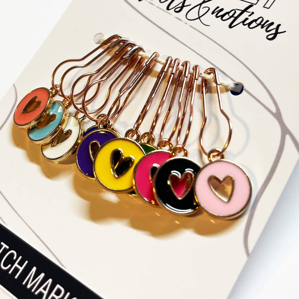 Open Hearts Stitch Markers, Set of 10