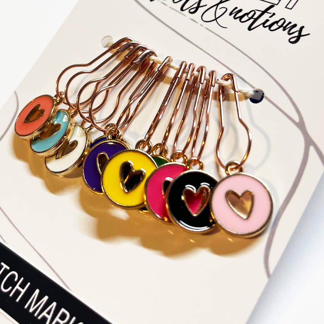 Open Hearts Stitch Markers, Set of 10