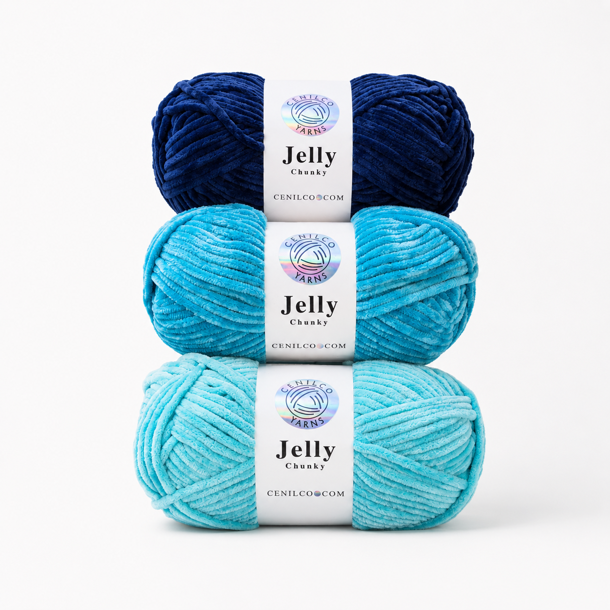 Cenilco Jelly Chunky Chenille Yarn - Cool tones