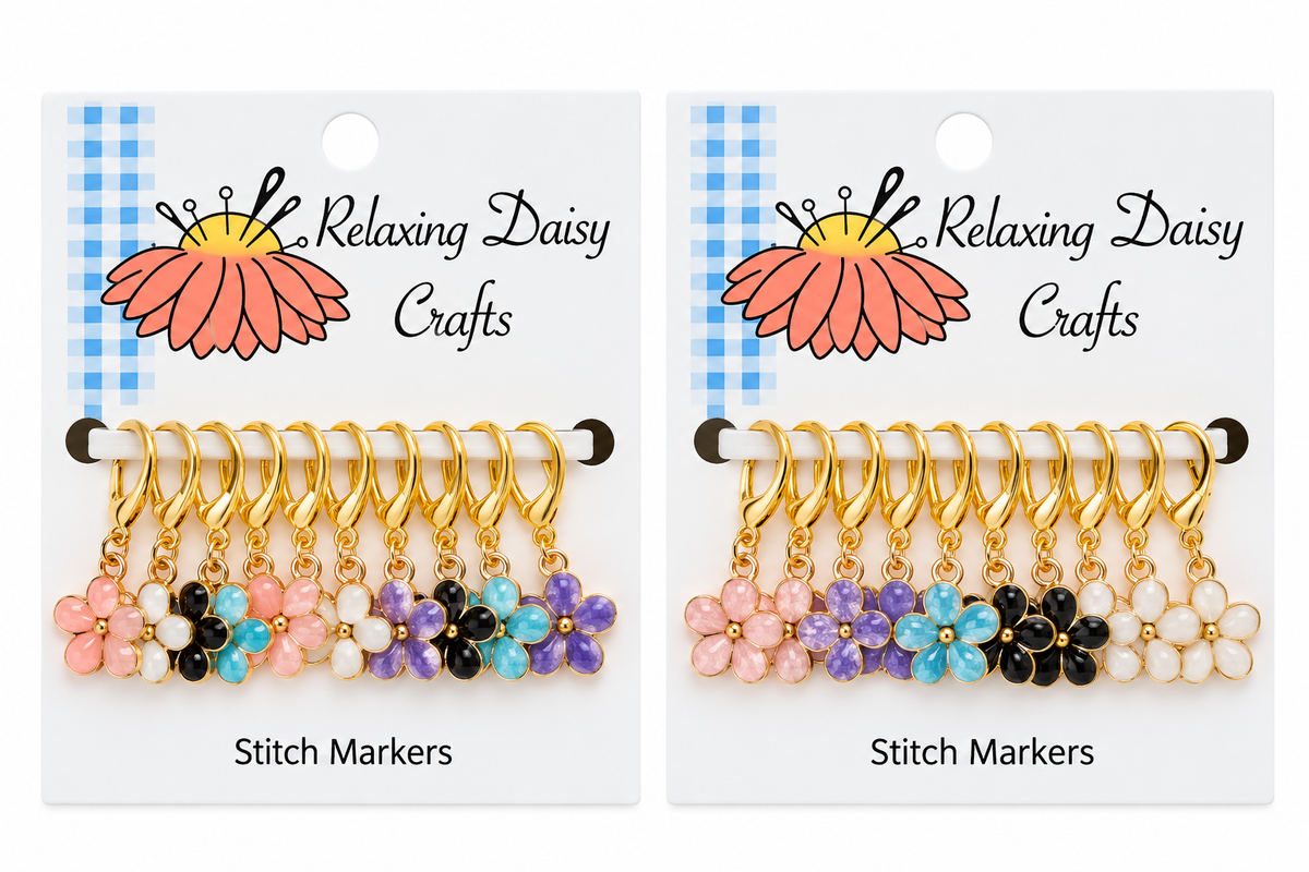 Handmade Easy-Clasp Stitch Markers with Charms (Set of 10) – No Two Alike