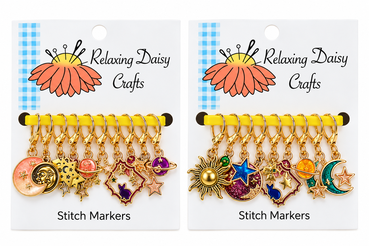 Handmade Easy-Clasp Stitch Markers with Charms (Set of 10) – No Two Alike