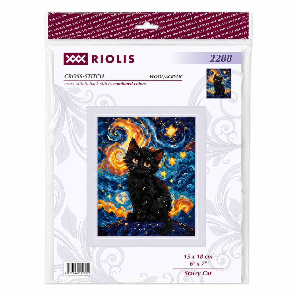 Starry Cat Cross Stitch Kit