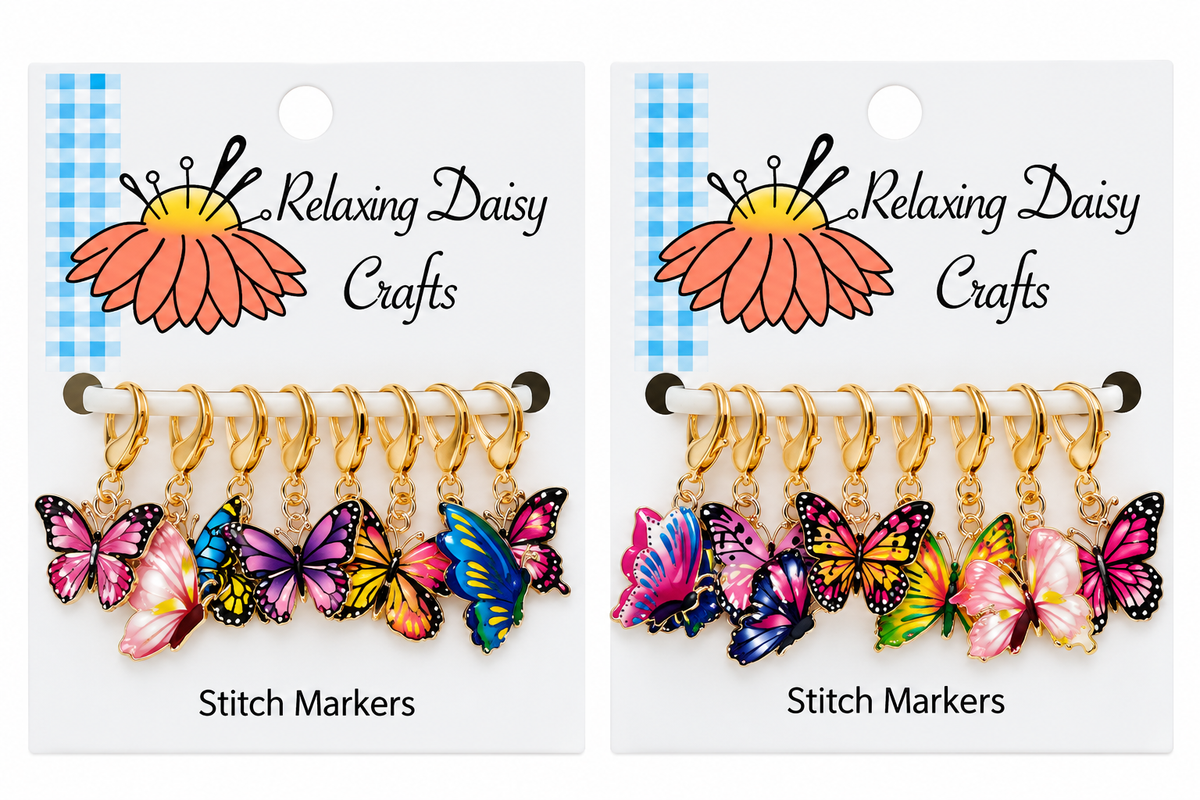 Handmade Easy-Clasp Stitch Markers with Charms (Set of 10) – No Two Alike