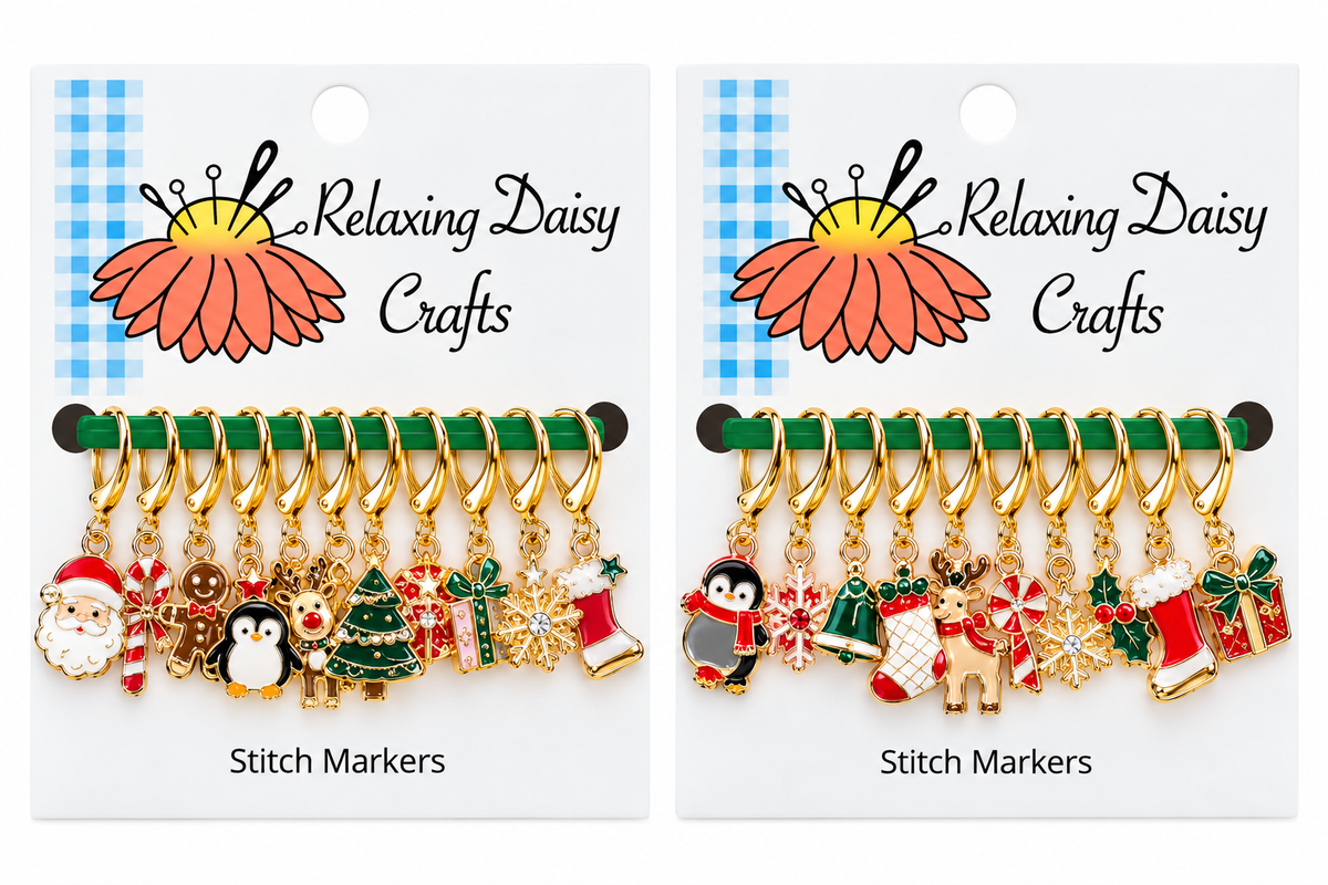 Handmade Easy-Clasp Stitch Markers with Charms (Set of 10) – No Two Alike