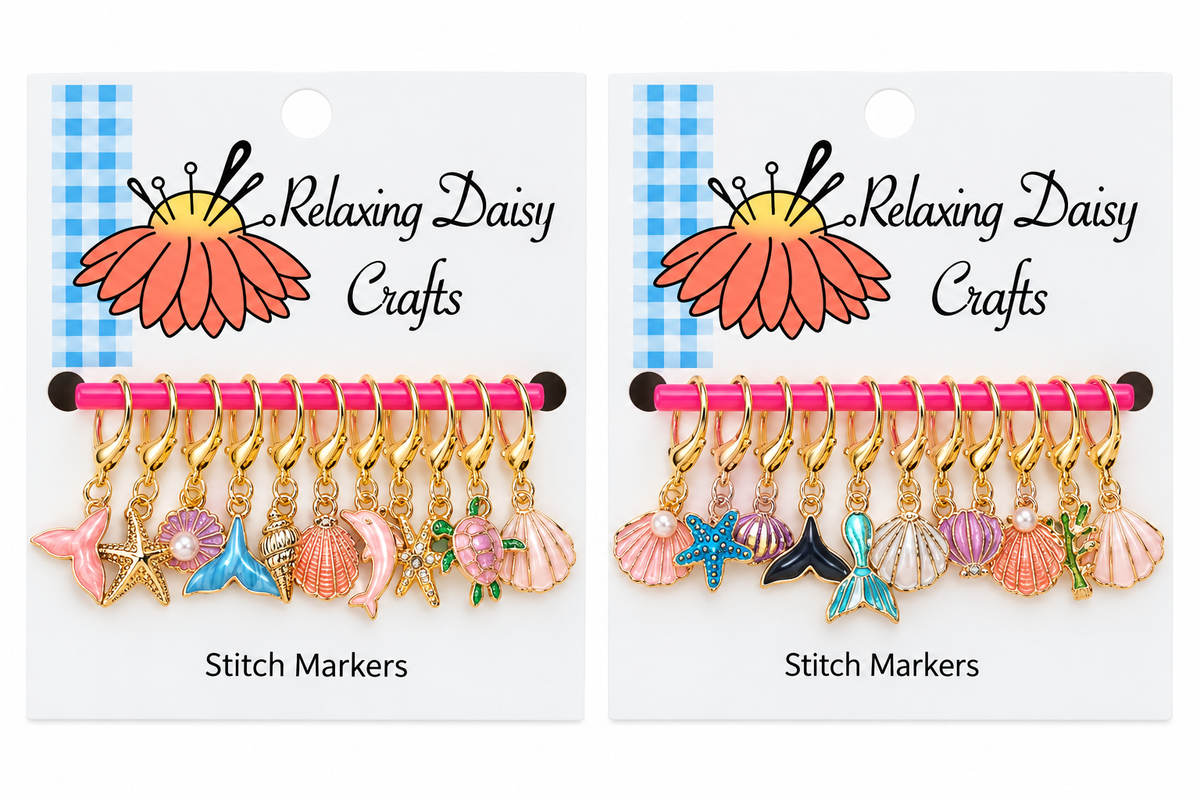 Handmade Easy-Clasp Stitch Markers with Charms (Set of 10) – No Two Alike